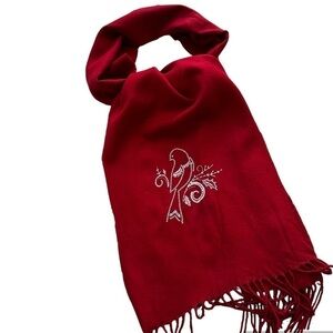 Cashmink 100% Acrylic Soft 11” x 66” Scarf with Embroidered Bird